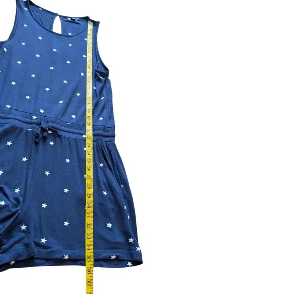 Splendid Romper Navy Silver Embroidered Stars Shorts Elastic Waist Women's Large - Picture 15 of 16